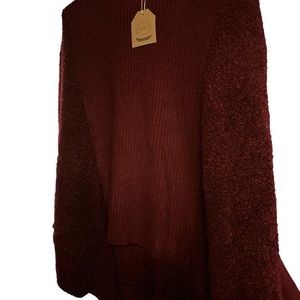 High - low turtleneck sweater, long sleevebatwing dolman mock neck new with tag